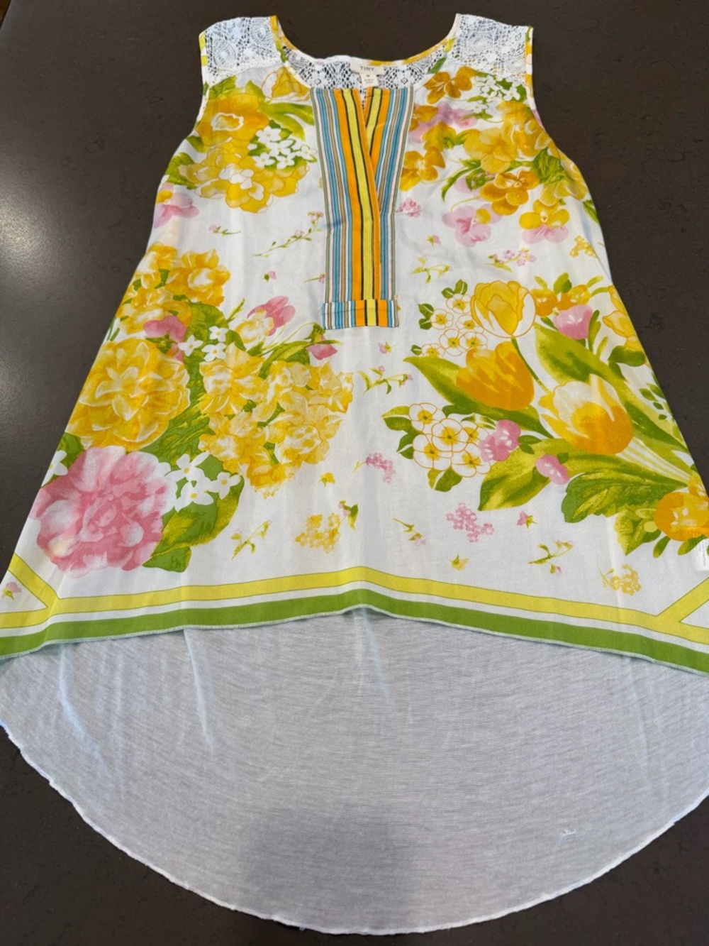 Anthropologie Tiny Floral Sleeveless Top with Lace Detail Sz: S